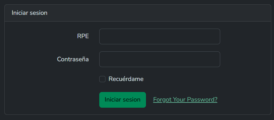 Formulario de Inicio de sesion