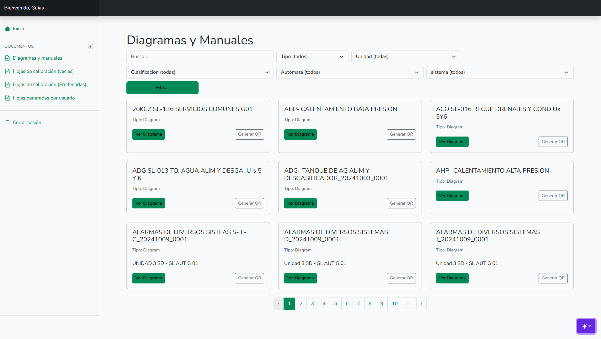 Menu de diagramas y manuales