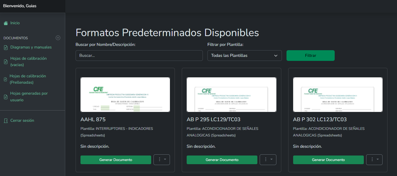menu plantillas prellenadas